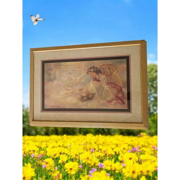 Thru Gods Grace Bettie Herbert Felder Framed  Print Home Interiors Gift 22.75"W - Picture 1 of 8